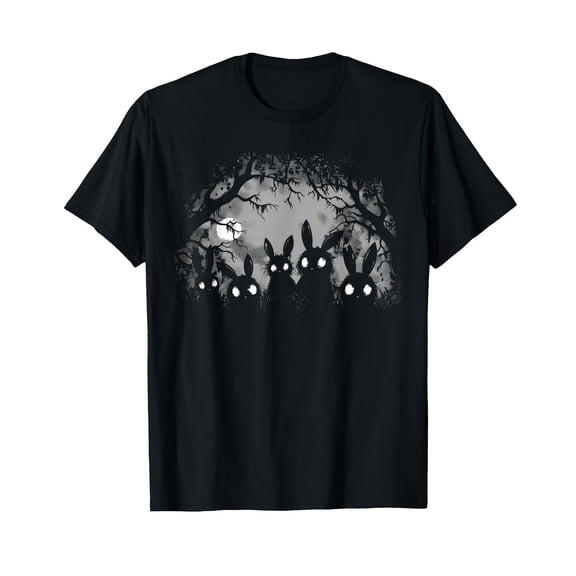 Creepy Cute Bunny Rabbits Alt Goth Grunge Horror Aesthetic T-Shirt, Small, Black