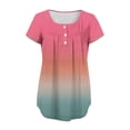 thumbnail image 4 of Tunic for Women Scoop Neck Short Sleeve Casual Loose Fit Blouse Solid Color Pleated Front Button Detail Soft Lightweight Summer Daily Tops, 4 of 6