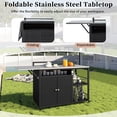 thumbnail image 6 of Bellemave 63.9" Outdoor Kitchen Island PE Wicker and Metal Mobile Serving Bar Cart with Wheels Grill Cart Rolling Kitchen Island with Storage & Foldable Side Tabletop, Dark Brown, 6 of 10
