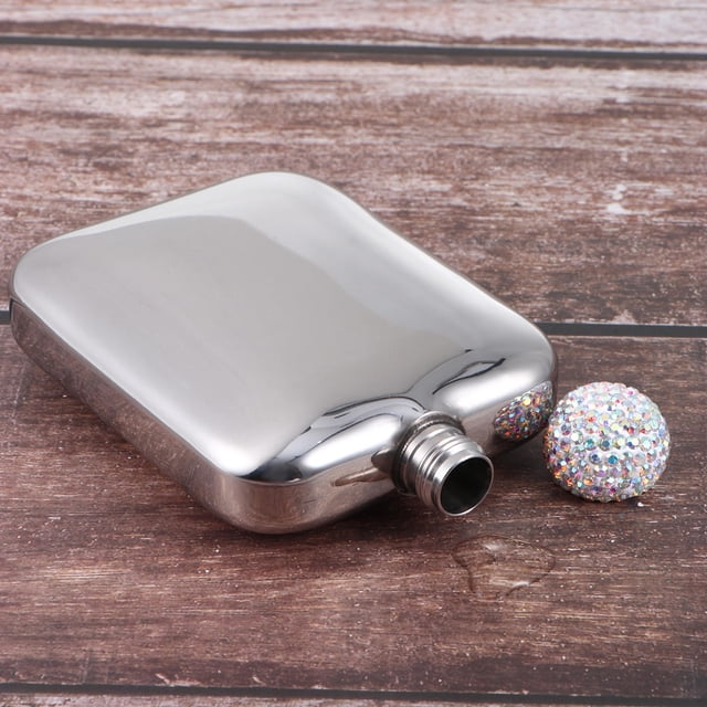 COOPHYA Mini Flacon de Hanche Couverture Compacte Argentée 12.5x4.7x0.8in Acier Inoxydable Portable 1Pcs