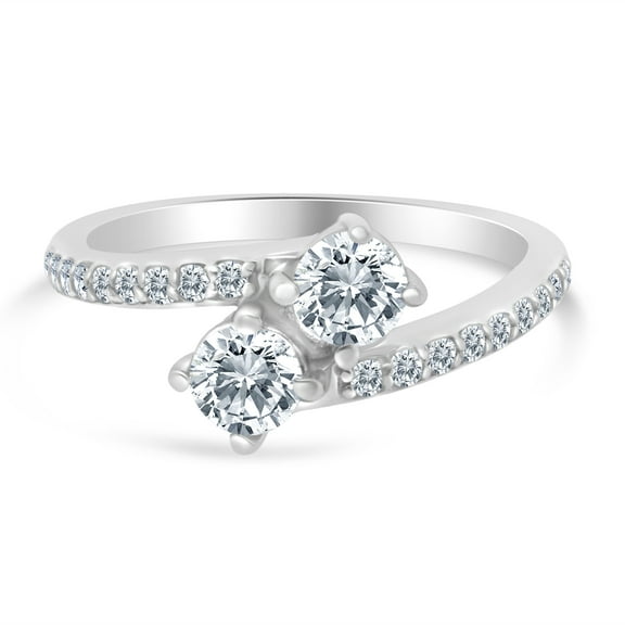 1.00ctw Diamond Two Stone Engagement Ring in 14k  White Gold