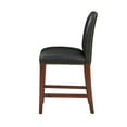thumbnail image 5 of Blaire Stationary Brown Faux Leather Counter Stool with Antique Brass Nailheads - Elegant Kitchen & Bar Seating, 24.5" Seat Height, Espresso Wood Base, Vietnam Made, 5 of 7
