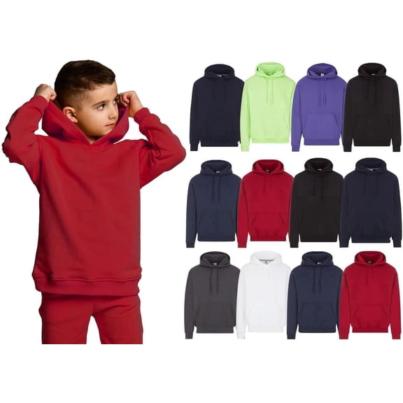 BILLIONHATS Wholesale 12 Pack Kids Hoodie Sweatshirts Bulk Hoodies for Children, Warm Hooded Shirt Boys Girls Unisex, Donations Camp SIZE 2XL