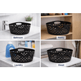 thumbnail image 6 of (1) Storage Basket Plastic Organizer Bin Black Oval Container With Handles Perforated Utility Bathroom Kitchen Pantry Shelf Countertop Organizer 12x12x6, 6 of 8