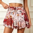 thumbnail image 2 of Women Shorts With Pockets Floral High Waisted A Line Skirt Pants for Summmer Festival Holiday Daily Wear, 2 of 4