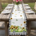 thumbnail image 4 of Sunflowers Table Runner - 36 Inch Long Spring Farmhouse Country Truck Floral Black Plaid Cotton and Linen Blended Dress Scarves Farmhouse Table Runner for Kitchen Dining, Coffee Table, 13" x 36", 4 of 8