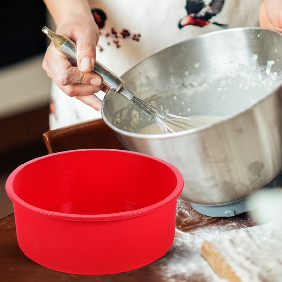 2-Pack Red Silicone Cake Molds Non-Stick Bakeware Set for Cheesecake, Brownies, Roasting, Easy Release Baking Pans