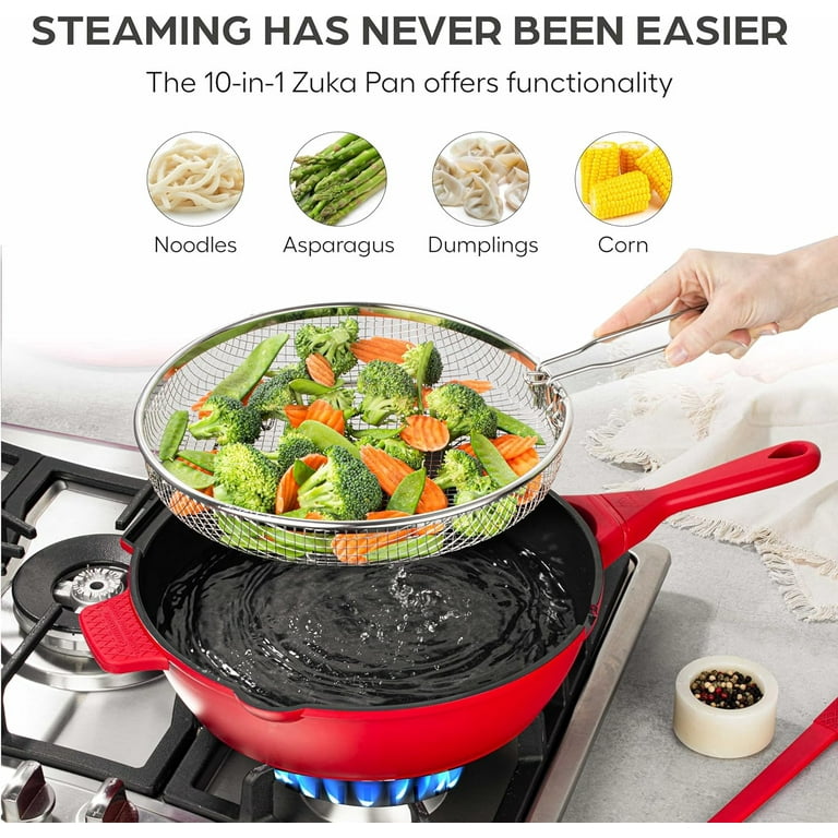 Granitestone ZUKA Ceramic Pan, 12 Inch Ceramic Deep Frying Pan Set