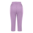 thumbnail image 6 of Lixiuxyad Summer Beach Pants Women's Casual Pants For Everyday Comfort Versatile Home And Sports Wear Classic Solid Color 3/4 Length Trousers Elastic Waist For Easy Fit Purple, 6 of 6