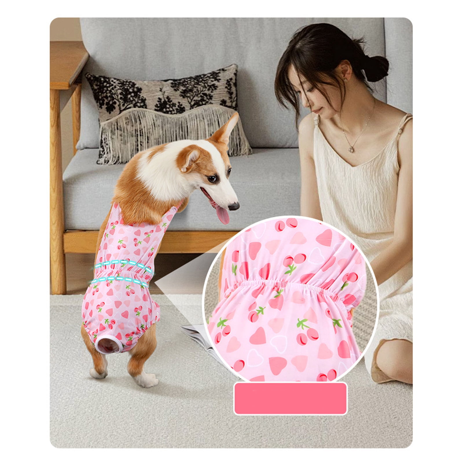 Nallwabiu Washable Dog Diapers Female Large Size,Reusable Highly Absorbent Doggie Diaper, Sky Blue Cloth Doggy Diaper for Heat Period Incontinence Management