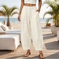 thumbnail image 2 of Women's Wide Leg Pants Parachute Pants Slacks for Women Boho Pants Lightweight Summer Pants Women Flowy Pants for Women Women Wide Leg Linen Pants Hiking Pants Women Lightweight Petite Linen Pants, 2 of 6