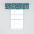 thumbnail image 2 of Ambesonne Exotic Window Valance, Modern Tropical Themed Pattern with Creative Cut Stripes and Leaves, Curtain Valance for Kitchen Bedroom Decor with Rod Pocket, 54" X 12", Aqua Dark Coral, 2 of 3