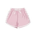 thumbnail image 4 of KPOPLK Kids Summer Sport T Shirt and Shorts Set Plaid Print Clothing Sets Tracksuit(Pink_1,13-14 Years), 4 of 5