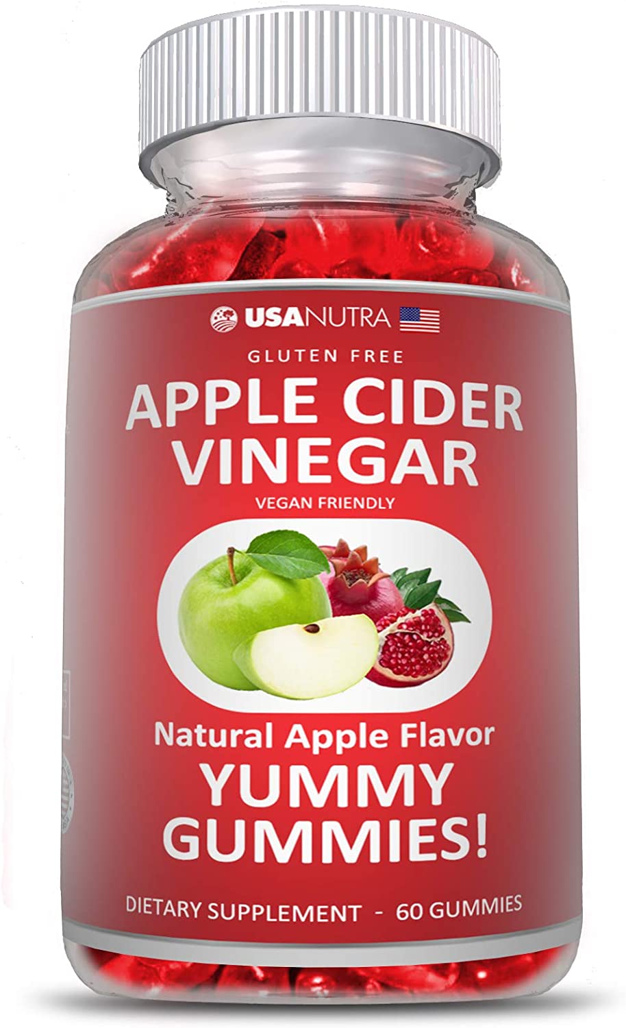 Apple Cider Vinegar Yummy Gummies with The Mother. Delicious Natural ...