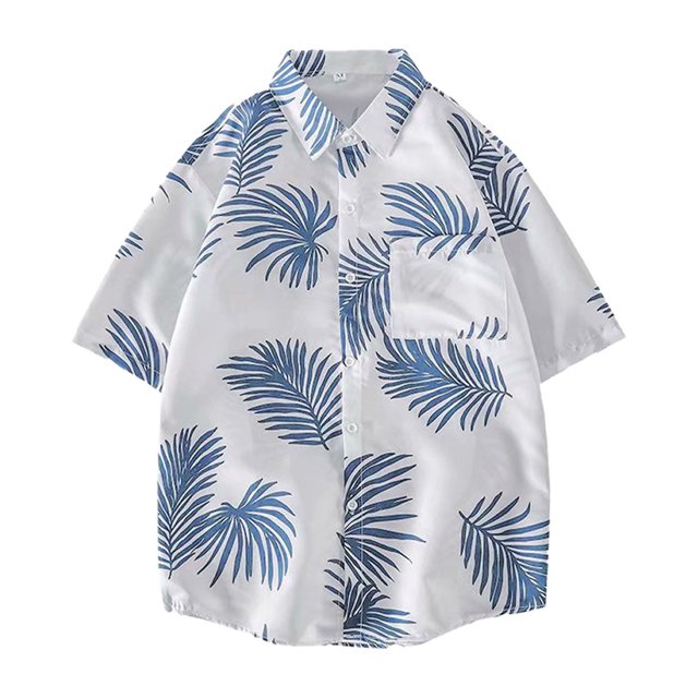 Camisa con estampado tropical para hombre, manga corta, bolsillo en el pecho, ajuste relajado, camisa de playa de verano vintage