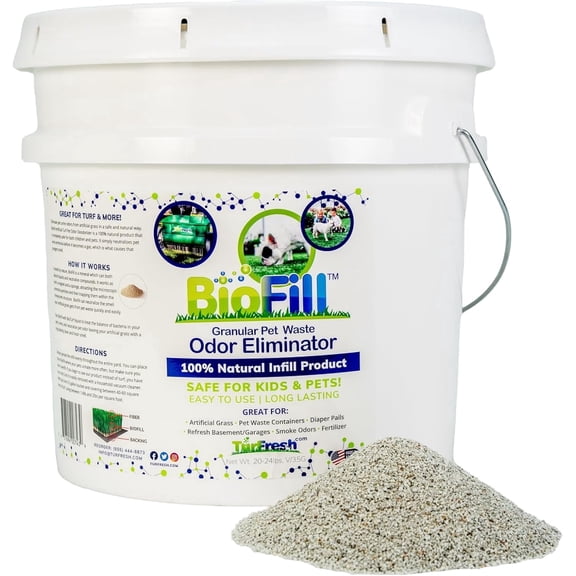 BioTurf Granular Turf Infill – Naturally Derived Turf Deodorizer for Pet Urine and Poop, Yard Odor Eliminator for Artificial Grass – Safe for Pets, Kids & Outdoor Use – 3.5 Gallon Pail