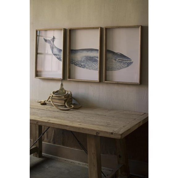 Kalalou Inc Triptych Framed Whale Print Under Glass