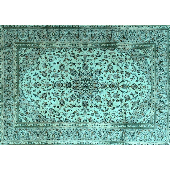 Ahgly Company Indoor Rectangle Medallion Light Blue Traditional Area Rugs, 3' x 5'