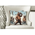 thumbnail image 3 of Ambesonne Bear Throw Pillow Cover Pack of 2, Funny Cool Cartoon Animal Gang, 2 Pcs-36"x36", Pale Blue Umber and Chocolate, 3 of 5