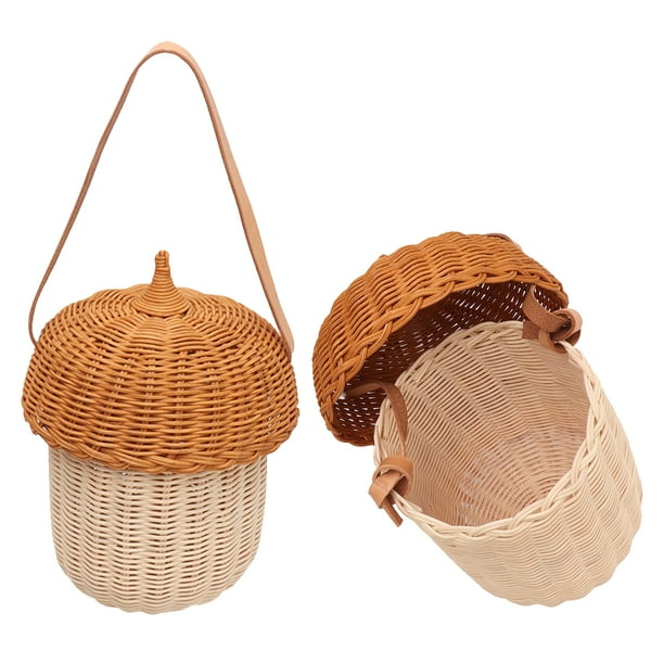 Kids Rattan Storage Basket ,Hand Woven Decorative Acorn Shaped