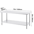 thumbnail image 4 of VEVOR Stainless Steel Prep Table, 30 x 72 x 34 Inch, 920 lbs Load Capacity, Heavy Duty Metal Worktable with 3 Adjustable Height Levels, Commercial Workstation for Kitchen Garage Restaurant Backyard, 4 of 9