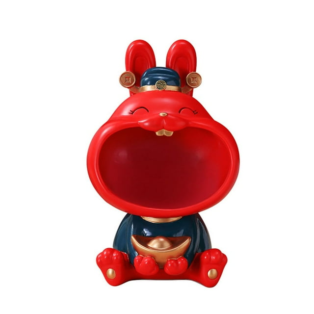 Resin Bunny Statue Storage Box Candy&Key Storage Bowl Holder For Home Living Room Table Decor