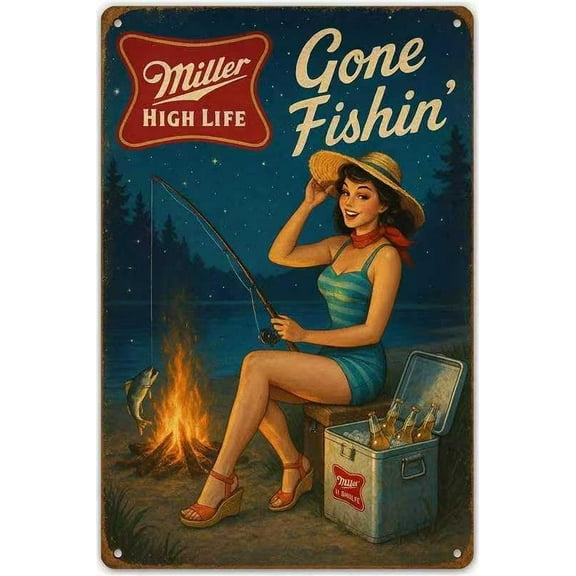 Vintage Metal Tin Sign Beer Signs for Man Cave Funny Poster for Fishing or Bar or Garage Decor Signs 8 x 12 Inch (AOB-1)