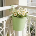 thumbnail image 4 of 4 Inch Railing Planter for Outdoor Plants - Small Balcony Hanging Flower Pots with Detachable Hooks and Drain Holes Metal Oval Bucket Rail Box Fence Planters for Home Garden Decor, Multicolor, 4 of 7