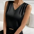 thumbnail image 6 of Pxiakgy tank top for women womens tank tops Women's Summer Solid Color Ding Satin V Neck Sleeveless Bottom Tank Top Black + XL, 6 of 8