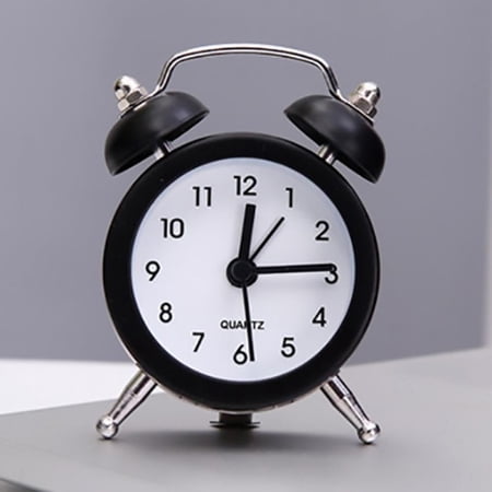 Loud Twin Bell Alarm Clock for Deep Sleepers, 3-Inch Metal Bedside Clock with Backlight, Black