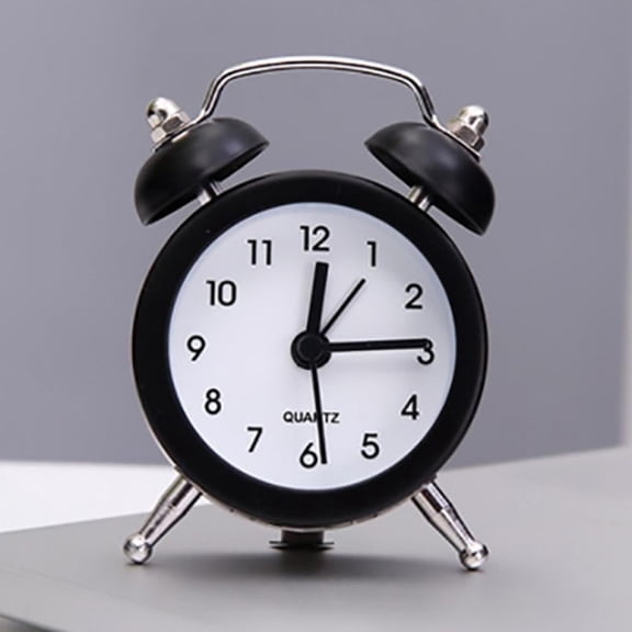 Loud Twin Bell Alarm Clock for Deep Sleepers, 3-Inch Metal Bedside Clock with Backlight, Black