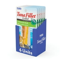 INABA Premium Hand-Cut Grilled Tuna Fillet Cat Treats w Vitamin E, 0.52 oz, 6-Pack, Homestyle Broth