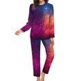 thumbnail image 3 of Colorful Galaxy Pajamas Stars and Nebula Fashion Pajama Sets Woman 2 Pieces Room Oversized Design Sleepwear Birthday Present, 3 of 7