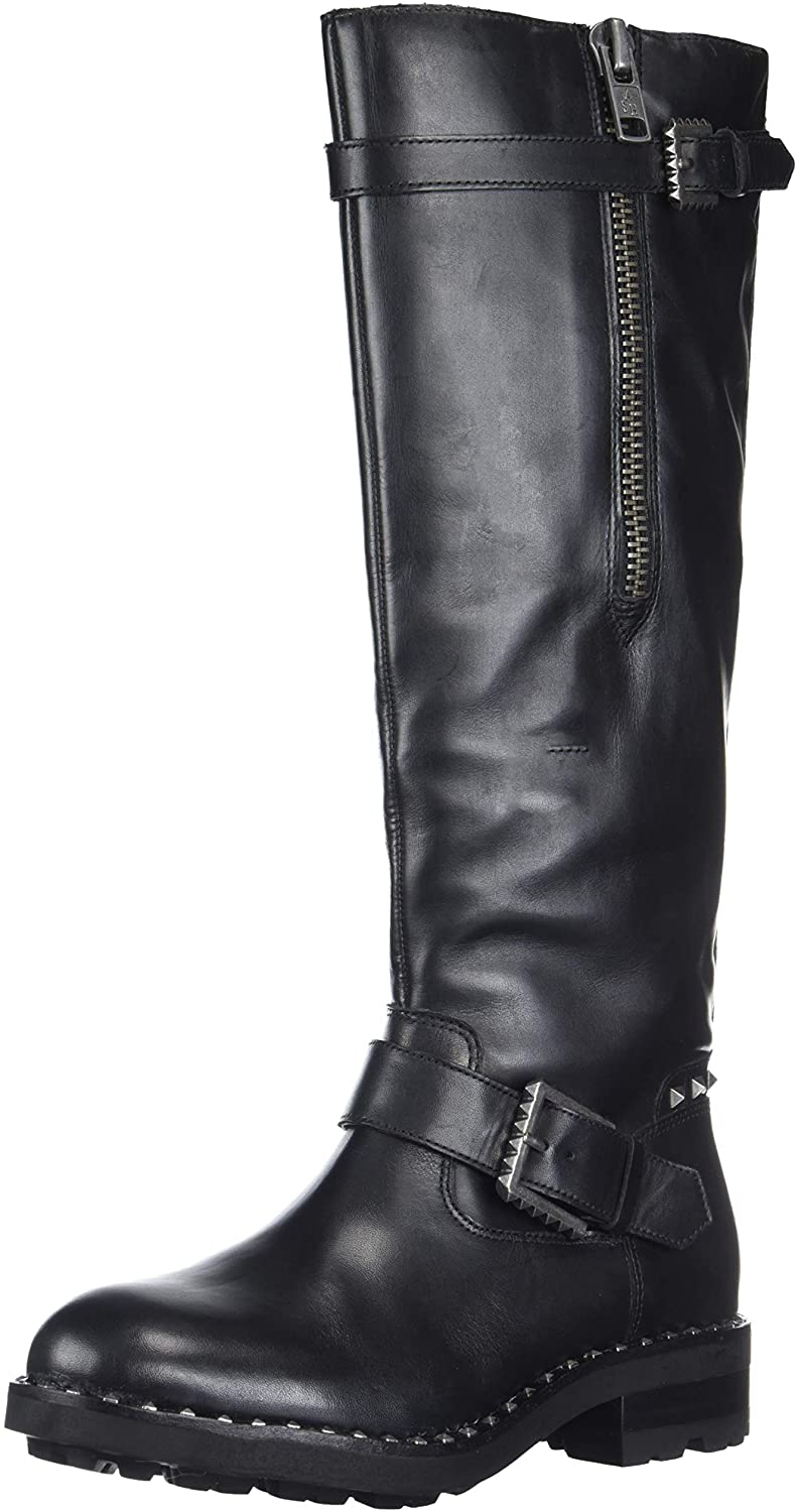 womens black leather moto boots