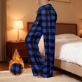 thumbnail image 2 of Flannel Pajama Pants Women Soft Christmas Plaid Sleep Lounge Pj Bottoms Casual Drawstring Elastic High Waisted Pajama Pants Loose Wide Leg Sleepwear,Dark Blue,S, 2 of 6