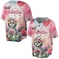 thumbnail image 3 of Hello Valentine’s Day Shih Tzu Flower Crown Romantic Pink Floral All Over Print 3D Baseball Shirt Lion Dog Lover Gifts Softball Sport - 00031, 3 of 6