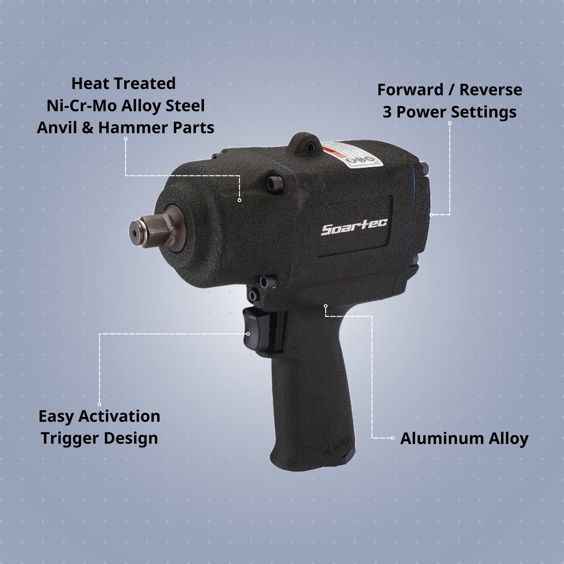 Soartec 1/2″ Air Impact Wrench 960 ft-lb