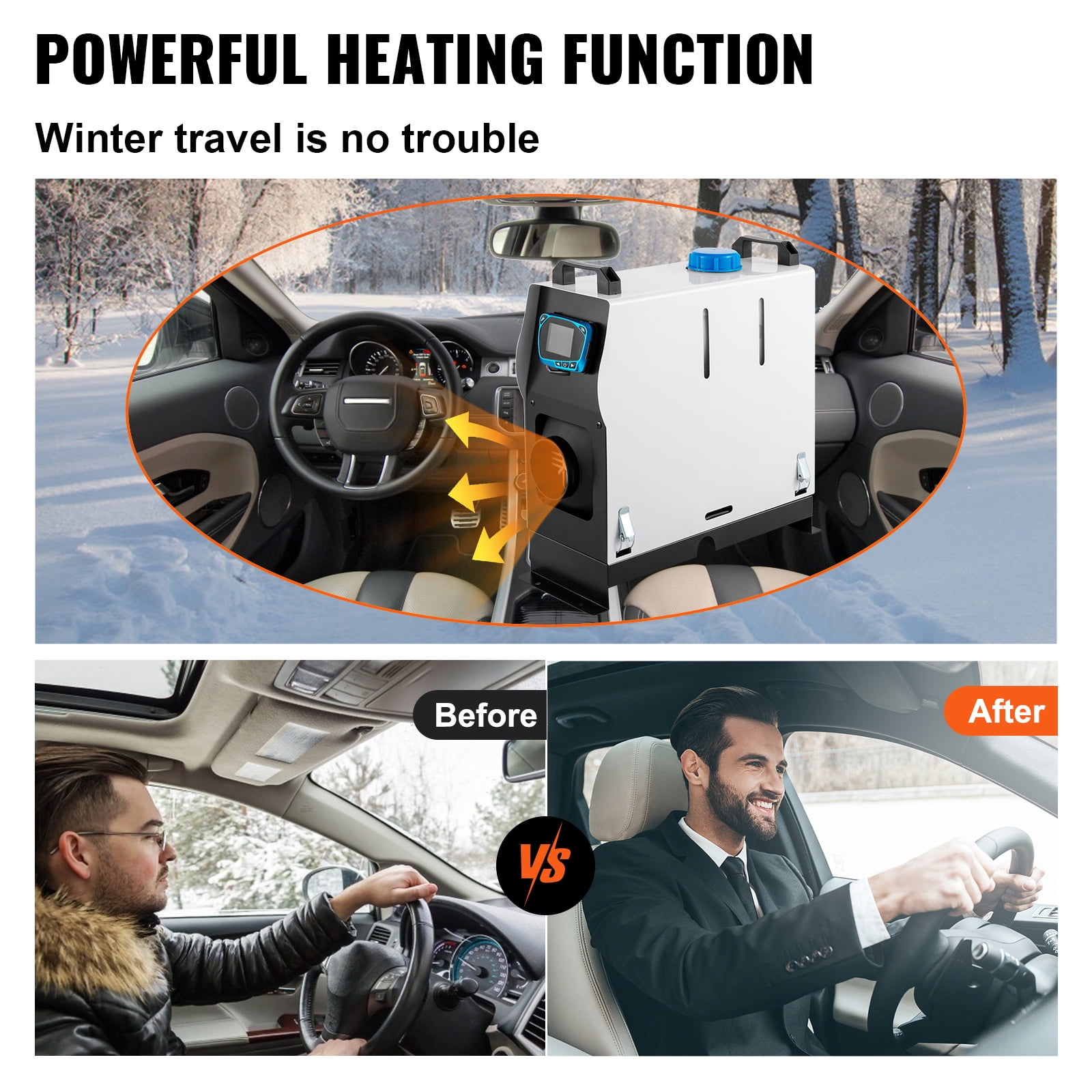 KFFKFF 12V Diesel Air Heater, 8KW Power, Compact Design with Single Air Outlet, Efficient Heating System with Red LCD Control and Remote Operation, Suitable for Cars, RVs, Trucks, Boats, Campervans