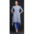 thumbnail image 2 of Bimba Blue Daisies Floral Women Kurtas Ethnic Printed Asymmetric Summer Wear Tops For Women Small, 2 of 6