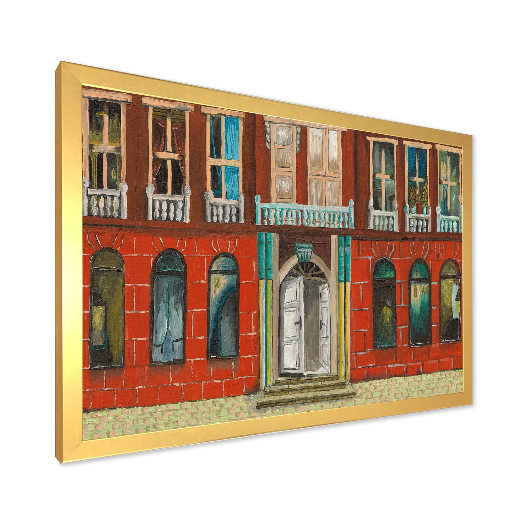 Designart 'Vintage Red Facade of Shop In Paris II' French Country Framed Art Print