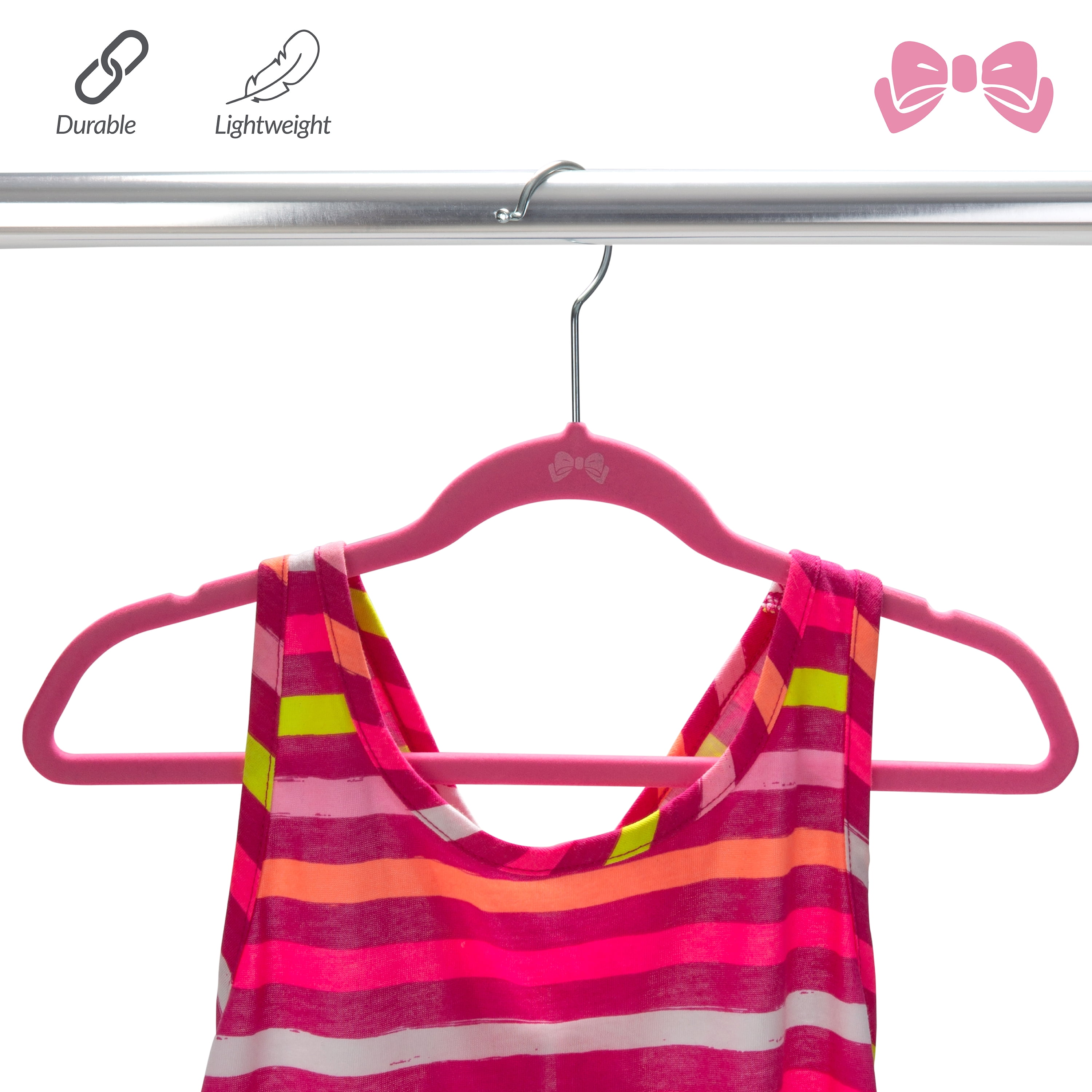 Simplify Kids 50 Pack Velvet Hangers in Pink