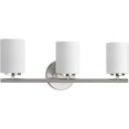 thumbnail image 1 of Replay Collection 3-Light Etched White Glass Modern Bath Vanity Light Brushed Nickel, 1 of 4