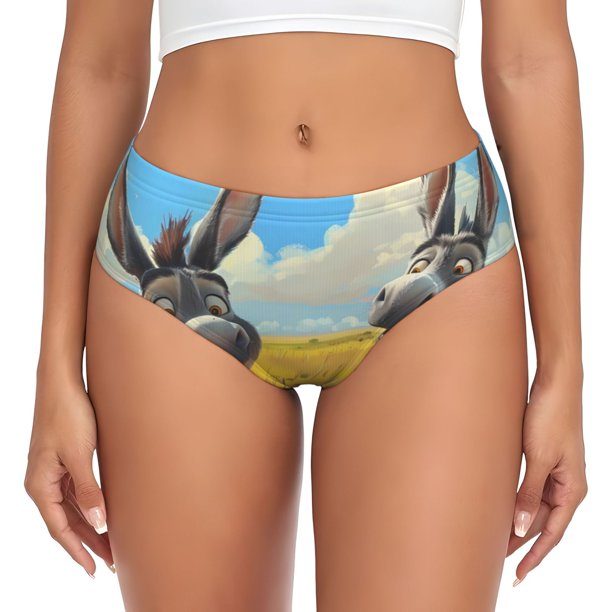 Balery Funny Countryside Donkey Ropa Interior de Algodón para Mujer con Dibujo – Braguitas Cómodas y Elásticas, Estilo Clásico-X-Large