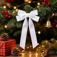 thumbnail image 6 of OCCOA Velvet Bow Christmas Tree Wreath Decorative Pre-Tied Ribbon Ornament for Door Mantel Window Gift Wrapping Home Party Decor Xmas Present, White, 6 of 6