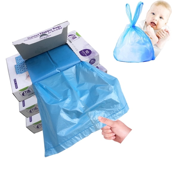 Dergik Diaper Disposal Bags for Baby, Scented, Easy Tie Handles, Diaper Trash Bags Disposable, odor locking, 270 Bags, Blue