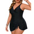 thumbnail image 5 of YUEHUA Women's Plus Size Bathing Suit One-Piece Swim Dress Swimsuits Ruffle V Neck Swimwear, 5 of 7