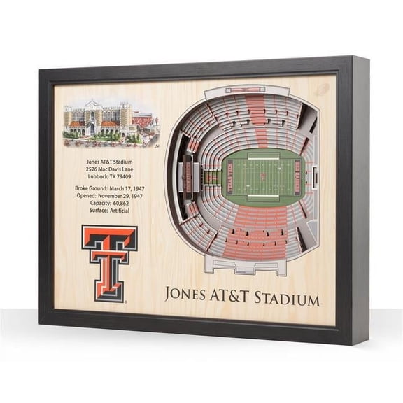 YouTheFan NCAA Texas Tech Raiders FB 25-Layer Stadiumview Wall Art