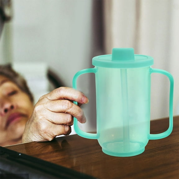 ELAYARD 2Pcs Spill Proof Cups for Elderly Comfortable Grip Feeding Cup for Disabled Adults