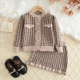 thumbnail image 2 of WXFAZCVU Girls Fall Outfits Button Down Sweater Jacket and Skirt Kids Trendy Clothing Set Size 4-5 Years, 2 of 4
