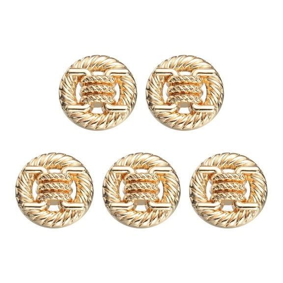 Uxcell 5pcs Metal Round Buttons 25mm Alloy Shank Sewing Craft Buttons, Gold